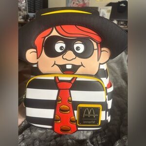 Loungefly Black and Red Backpack with Hamburglar Design